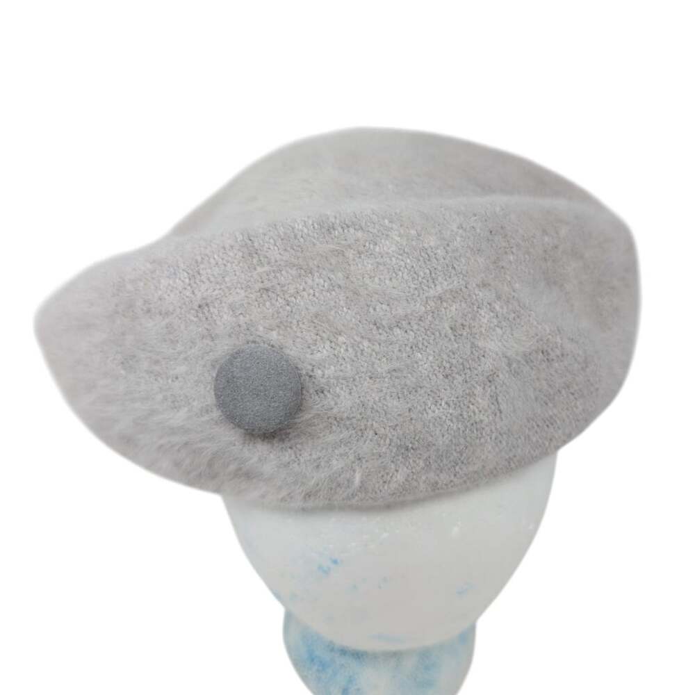 Vintage Chic Angora Blend Beret Gray Fuzzy French Parisian 80s 90s Hat